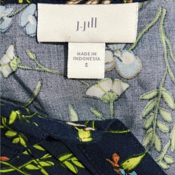 J. Jill Dark Blue Floral Long Sleeve Dress - Picture 8 of 10
